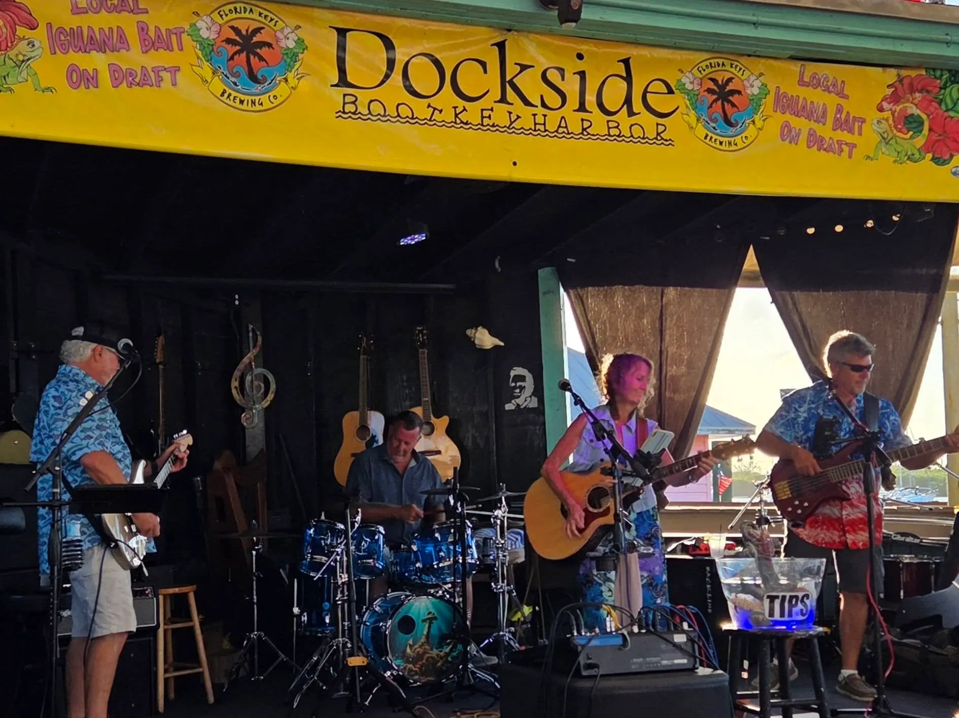 The Rita B Band performing on the Dockside stage